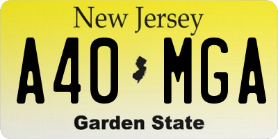 NJ license plate A40MGA