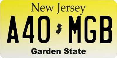 NJ license plate A40MGB