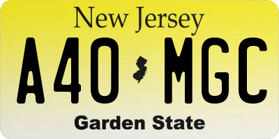 NJ license plate A40MGC