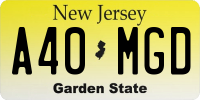 NJ license plate A40MGD