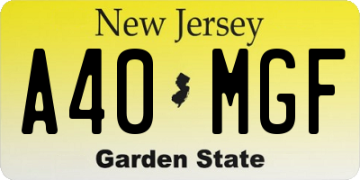 NJ license plate A40MGF