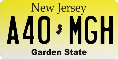 NJ license plate A40MGH