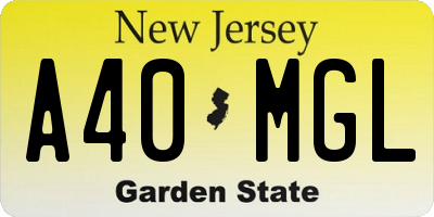 NJ license plate A40MGL