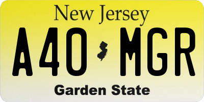 NJ license plate A40MGR