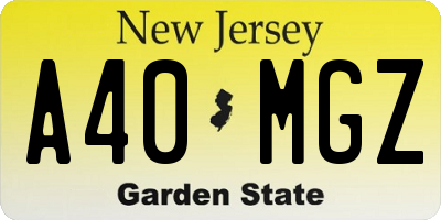NJ license plate A40MGZ