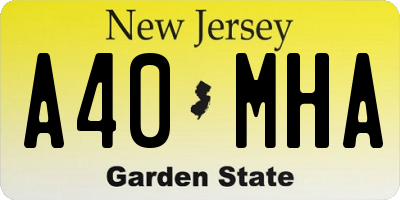 NJ license plate A40MHA