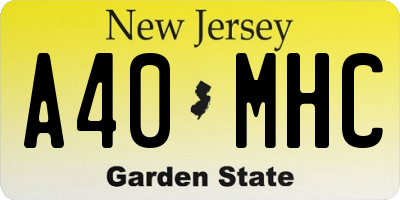 NJ license plate A40MHC