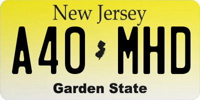 NJ license plate A40MHD