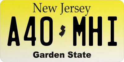 NJ license plate A40MHI