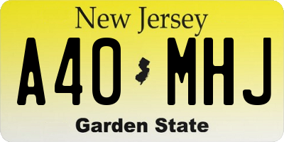 NJ license plate A40MHJ