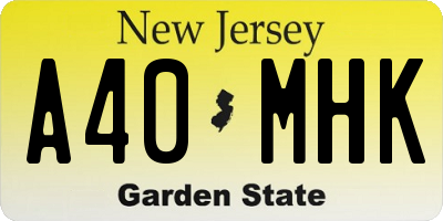NJ license plate A40MHK