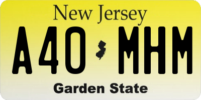 NJ license plate A40MHM