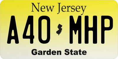 NJ license plate A40MHP