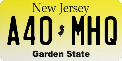 NJ license plate A40MHQ