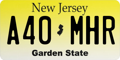 NJ license plate A40MHR