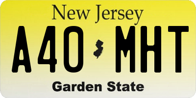 NJ license plate A40MHT
