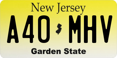 NJ license plate A40MHV