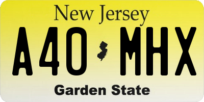 NJ license plate A40MHX