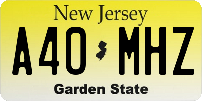 NJ license plate A40MHZ