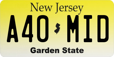 NJ license plate A40MID