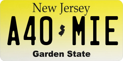 NJ license plate A40MIE