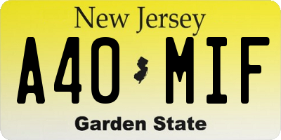 NJ license plate A40MIF
