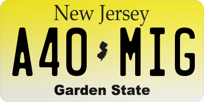 NJ license plate A40MIG