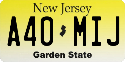 NJ license plate A40MIJ