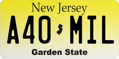 NJ license plate A40MIL
