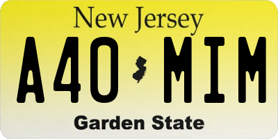 NJ license plate A40MIM