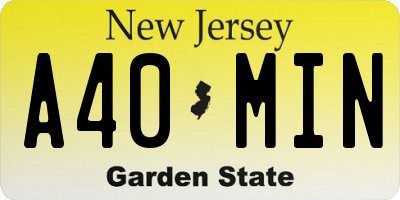 NJ license plate A40MIN