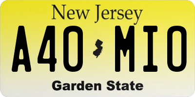 NJ license plate A40MIO