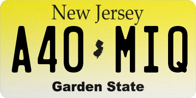 NJ license plate A40MIQ