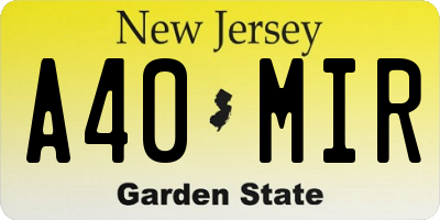 NJ license plate A40MIR