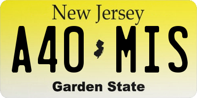 NJ license plate A40MIS