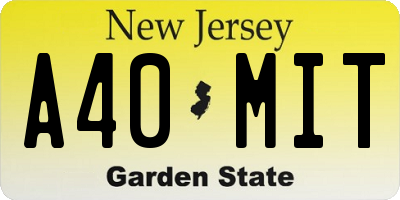 NJ license plate A40MIT