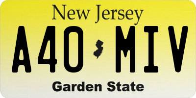 NJ license plate A40MIV