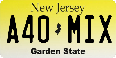 NJ license plate A40MIX