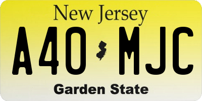 NJ license plate A40MJC