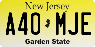 NJ license plate A40MJE
