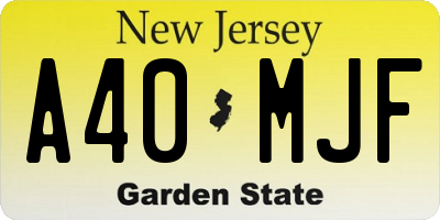 NJ license plate A40MJF