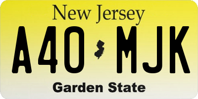 NJ license plate A40MJK