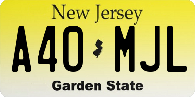 NJ license plate A40MJL