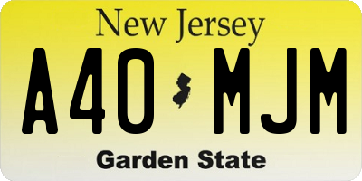 NJ license plate A40MJM