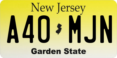 NJ license plate A40MJN