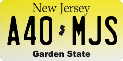 NJ license plate A40MJS