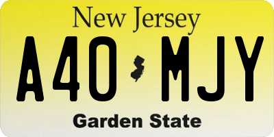 NJ license plate A40MJY