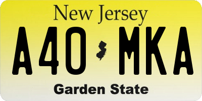 NJ license plate A40MKA