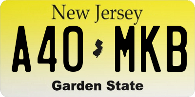 NJ license plate A40MKB