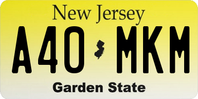 NJ license plate A40MKM